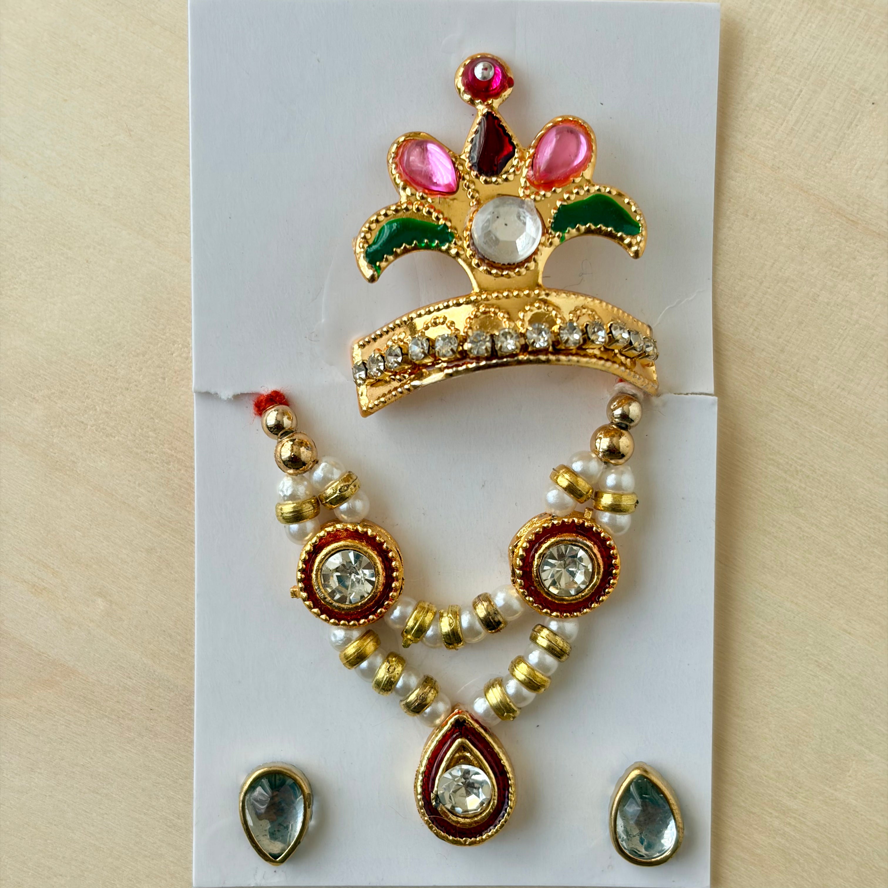 Golden pear Mala mukut earring set, multi colour, suitable for 0 to 2 - KSJ5