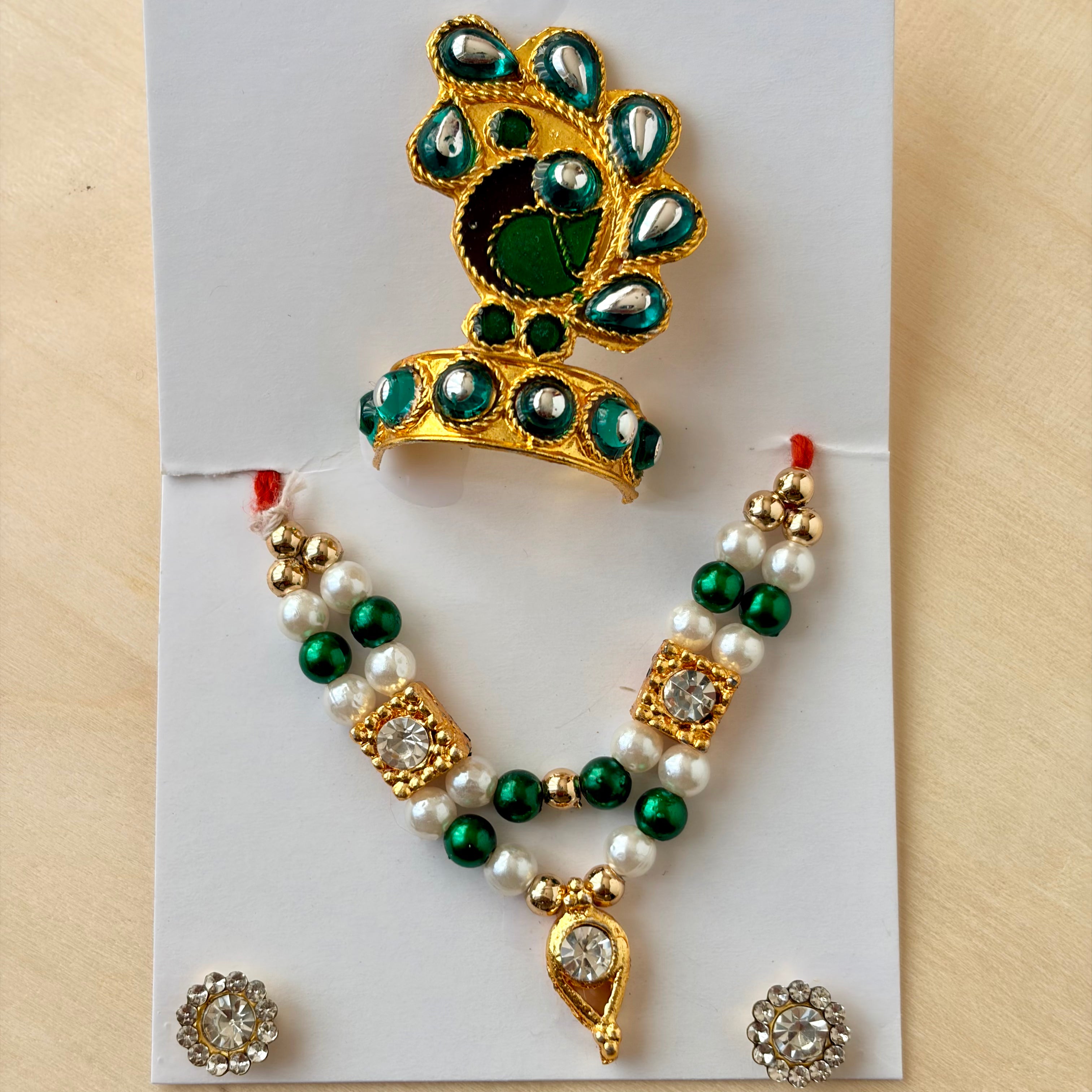 Diamond mala mukut set, Colour options, suitable for size 0 to 2 - KSJ7