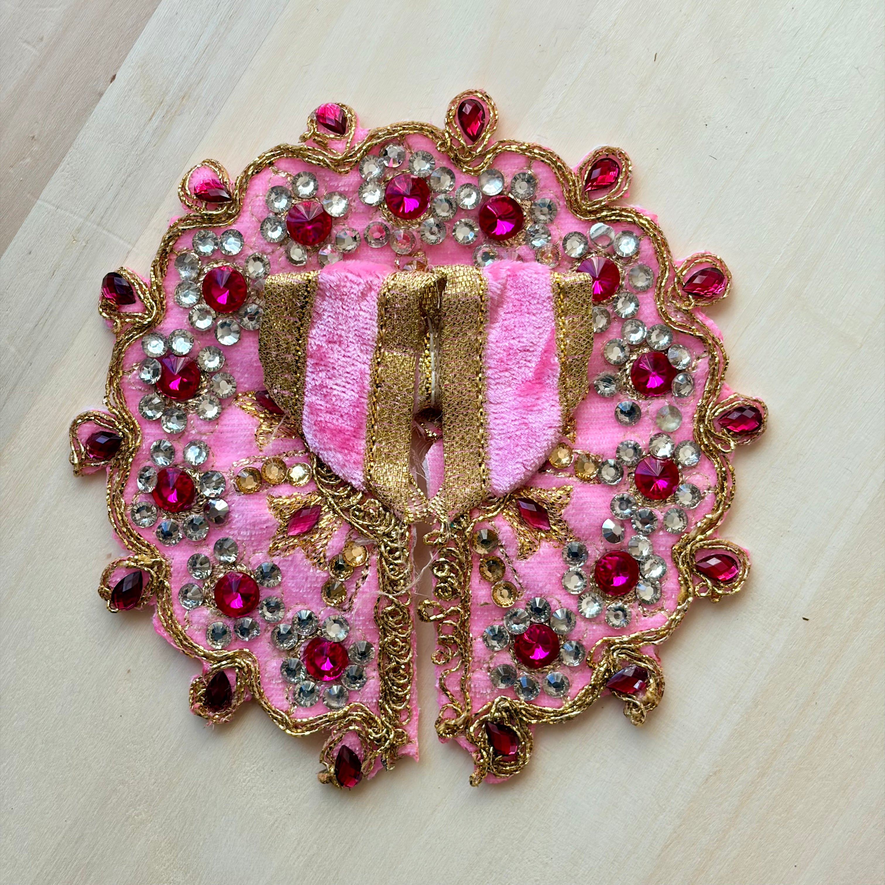 Laddu Gopal dress, handcrafted Krishna poshak with intricate embellishments for daily and festive shringar.