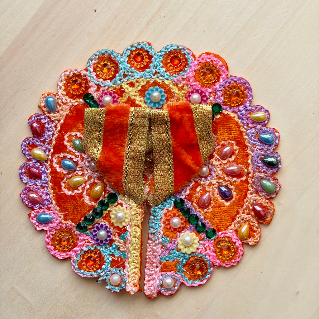 Multi colour pearl drops, stones and intricate thread work on velvet- Size 1 - KS11