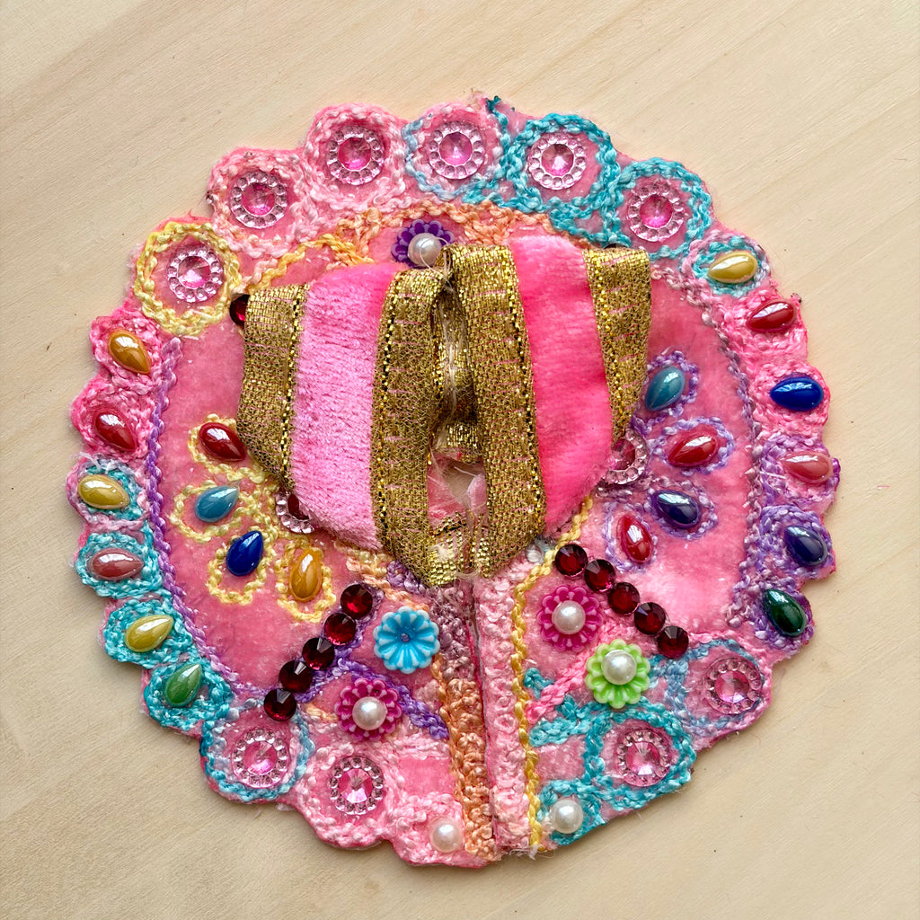 Multi colour pearl drops, stones and intricate thread work on velvet- Size 1 - KS11