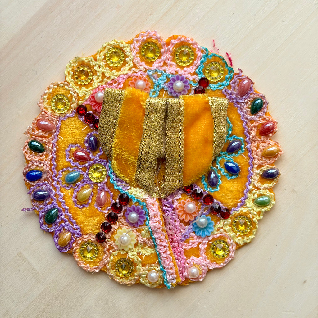 Multi colour pearl drops, stones and intricate thread work on velvet- Size 1 - KS11