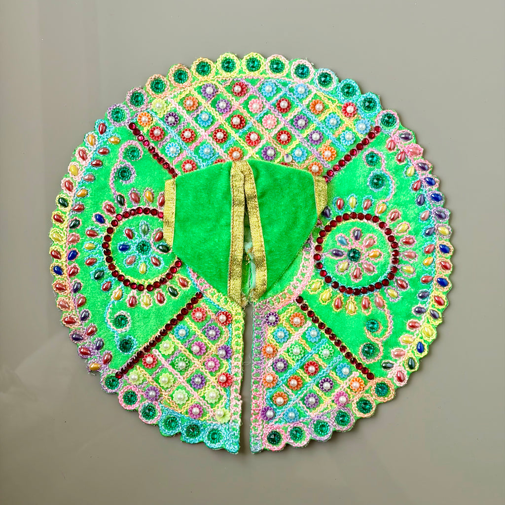 Multi colour pearl drops, flower mosaic, intricate thread work on velvet- Size 5/6 - KS11A(80)