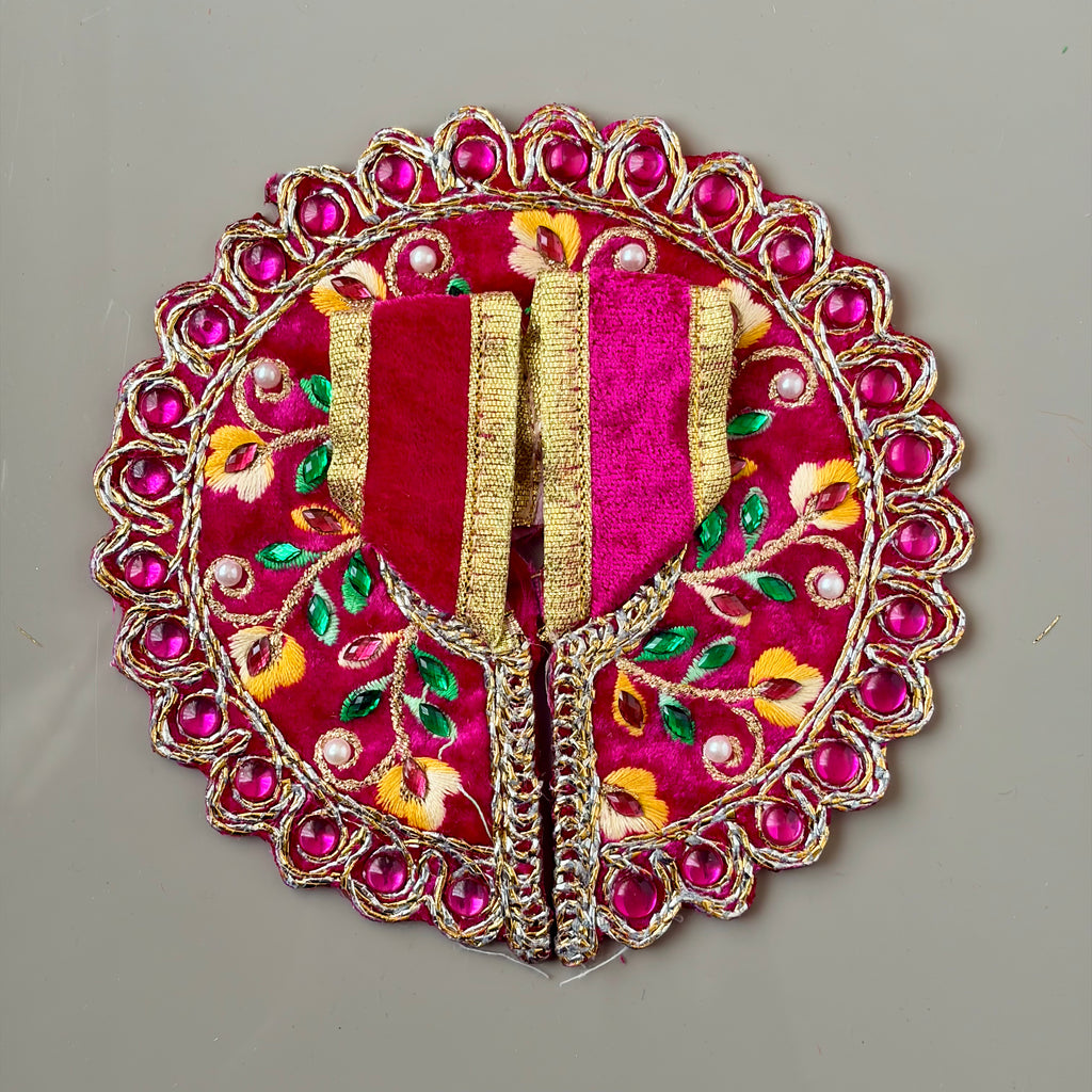 Pink Handcrafted Laddu Gopal dress for festive shringar in premium fabric with stone border