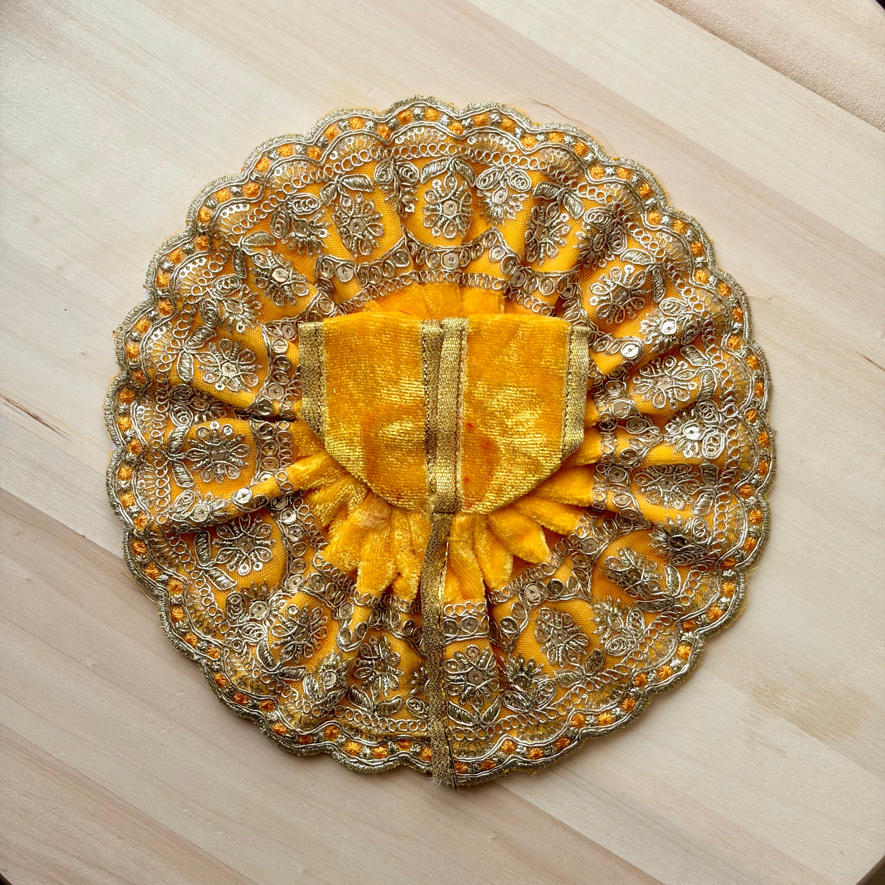 Golden heavy embroidery on fine velvet - Size 0, 1, 2, 4 - KS3