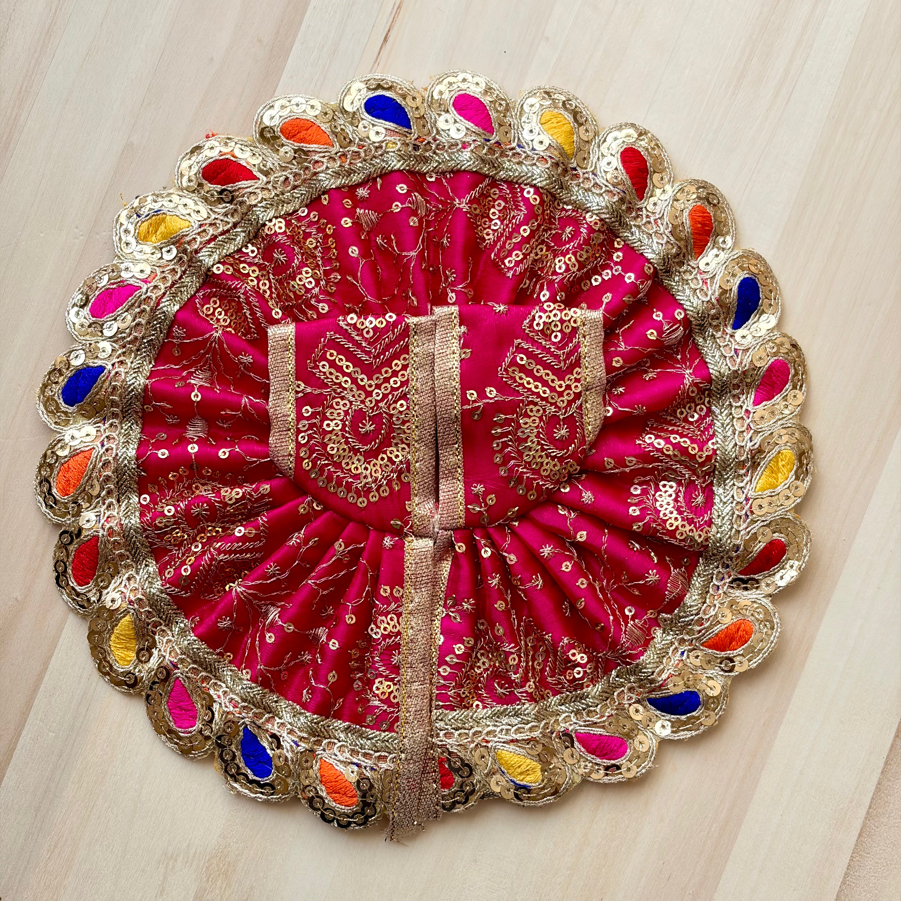 Silk - Golden embroidery and sequins work with colourful border- Size 3, 4 - KS4