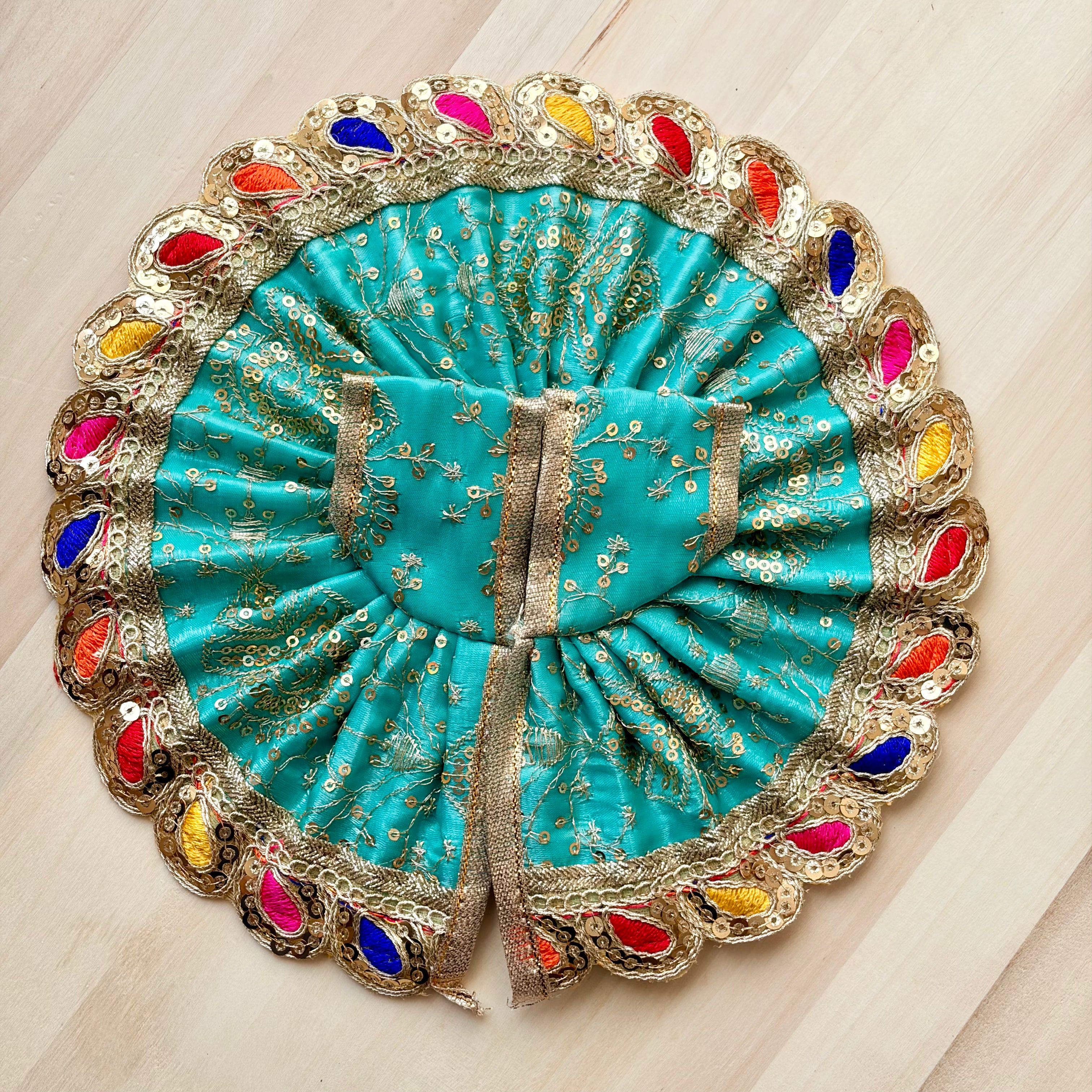 Silk - Golden embroidery and sequins work with colourful border- Size 3, 4 - KS4