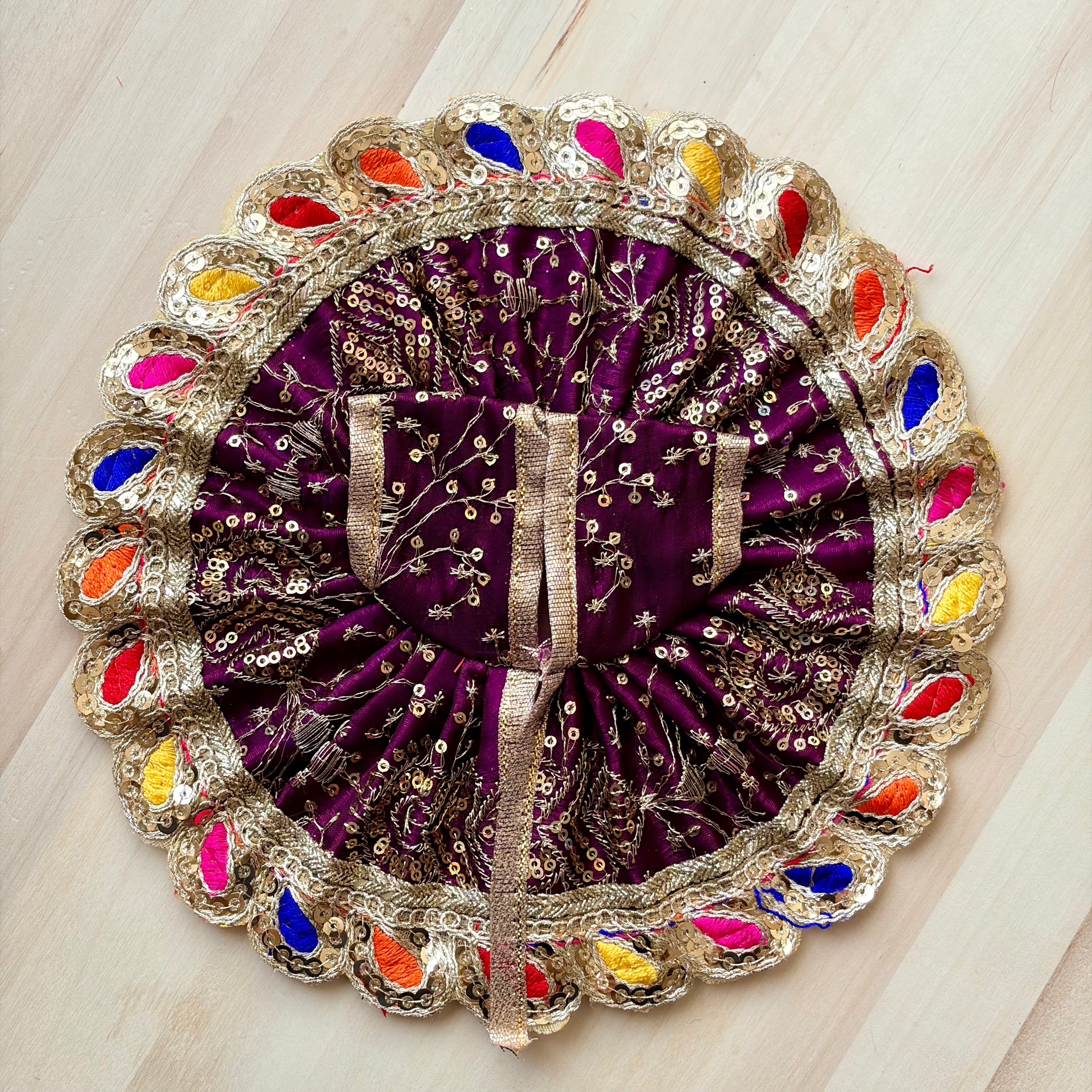 Silk - Golden embroidery and sequins work with colourful border- Size 3, 4 - KS4