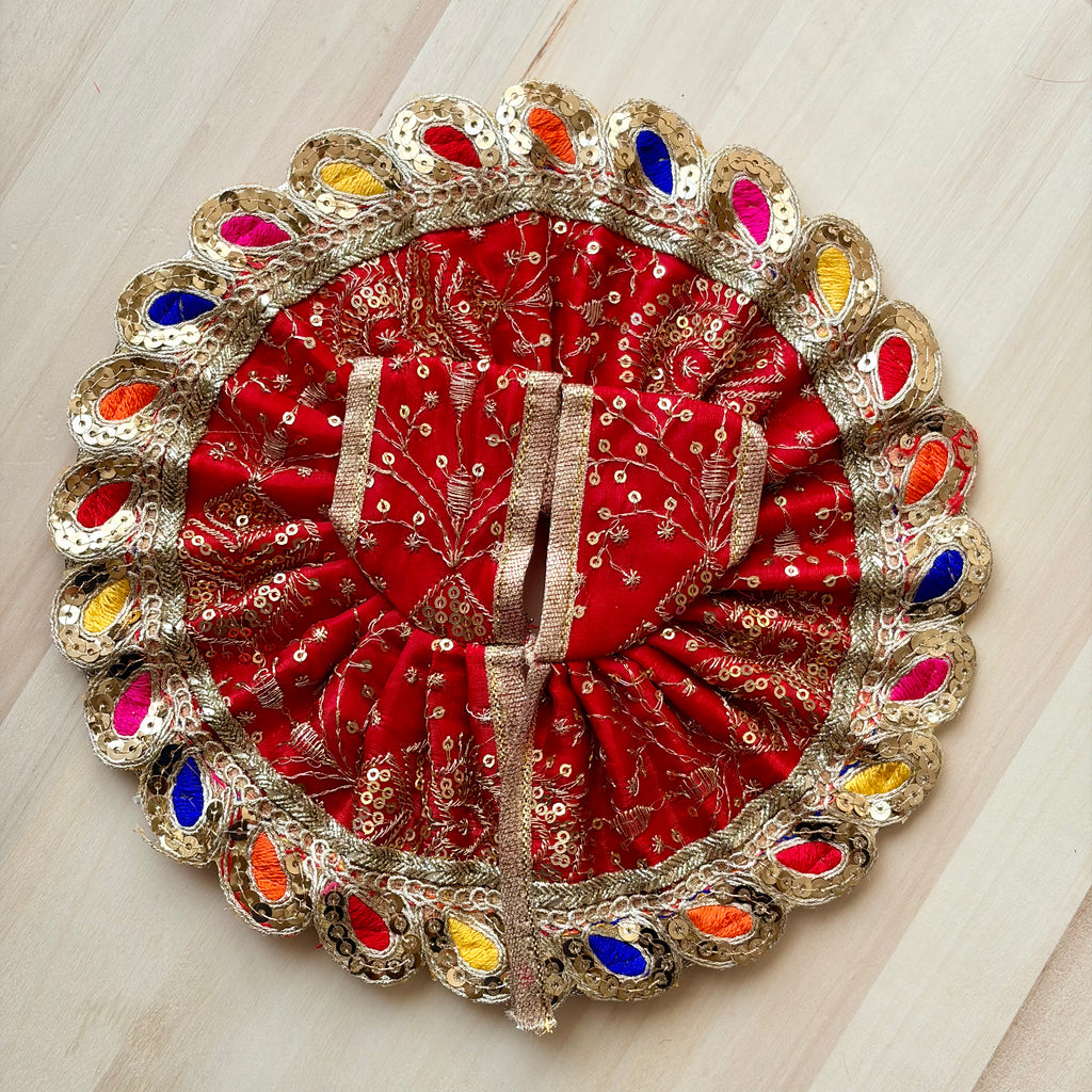 Silk - Golden embroidery and sequins work with colourful border- Size 3, 4 - KS4