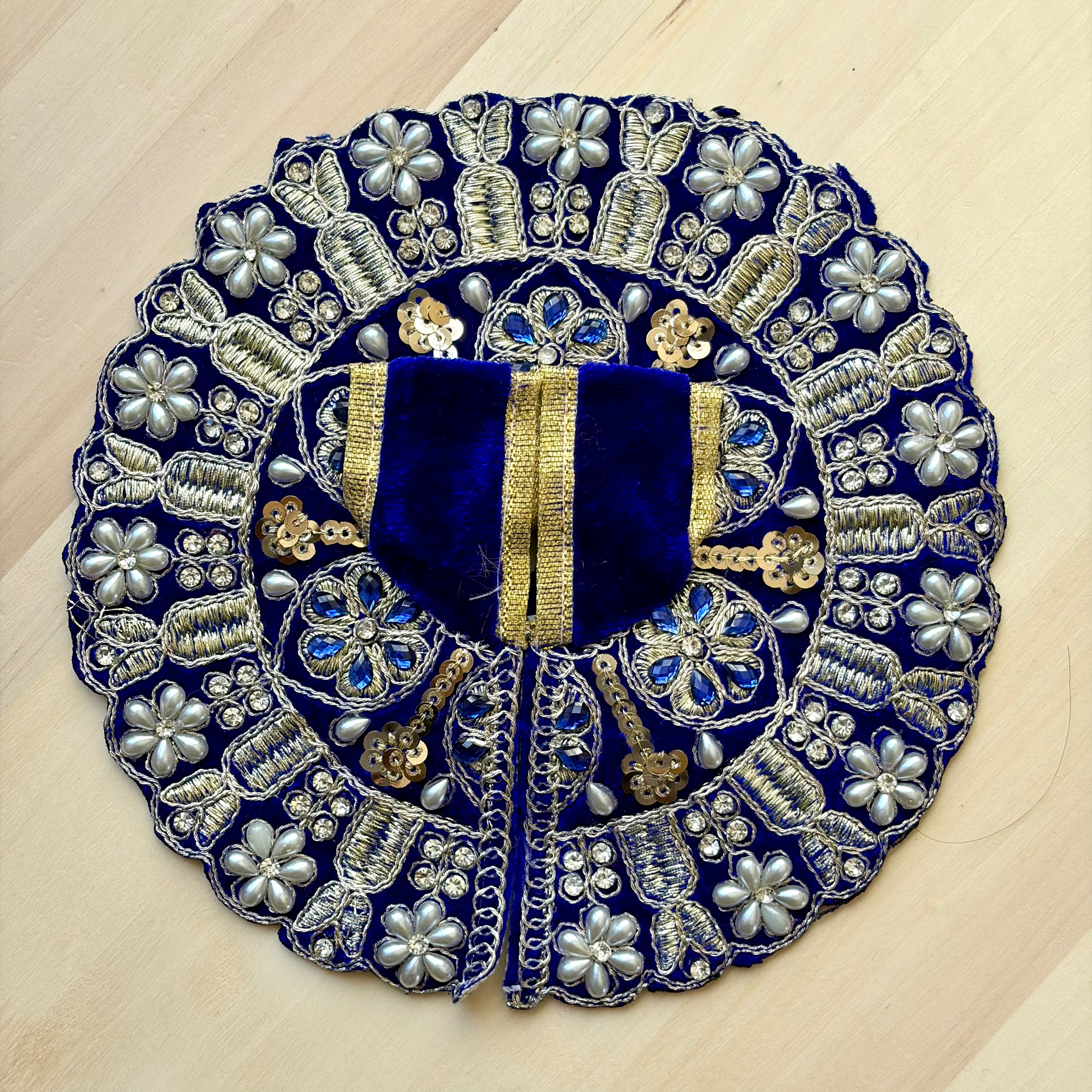 Heavy thread and pearl drop work on velvet - Size 3 - KS8