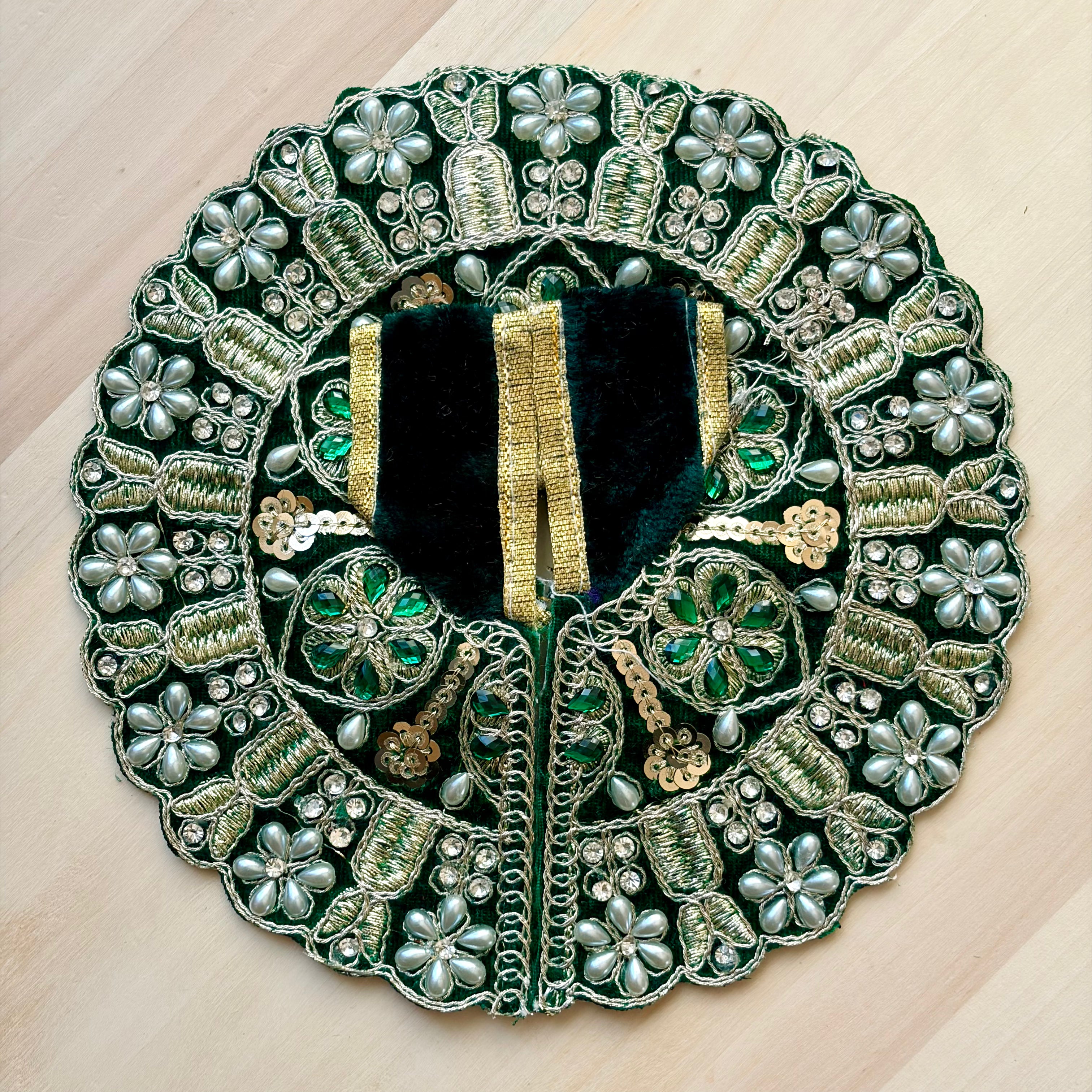 Laddu Gopal dress, handcrafted Krishna poshak with intricate embellishments for daily and festive shringar.