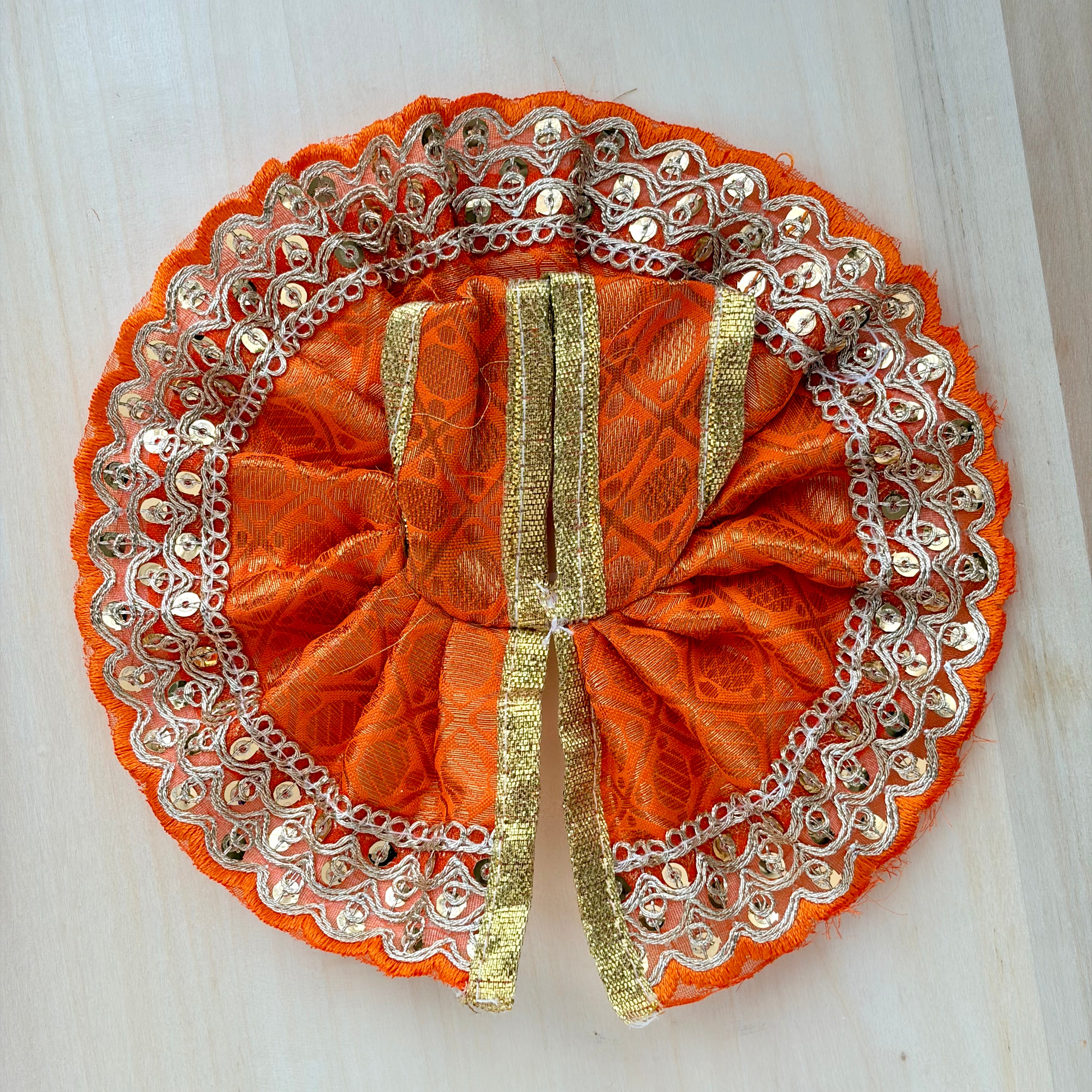Laddu Gopal dress, Orange, handcrafted Krishna poshak with intricate embroidery