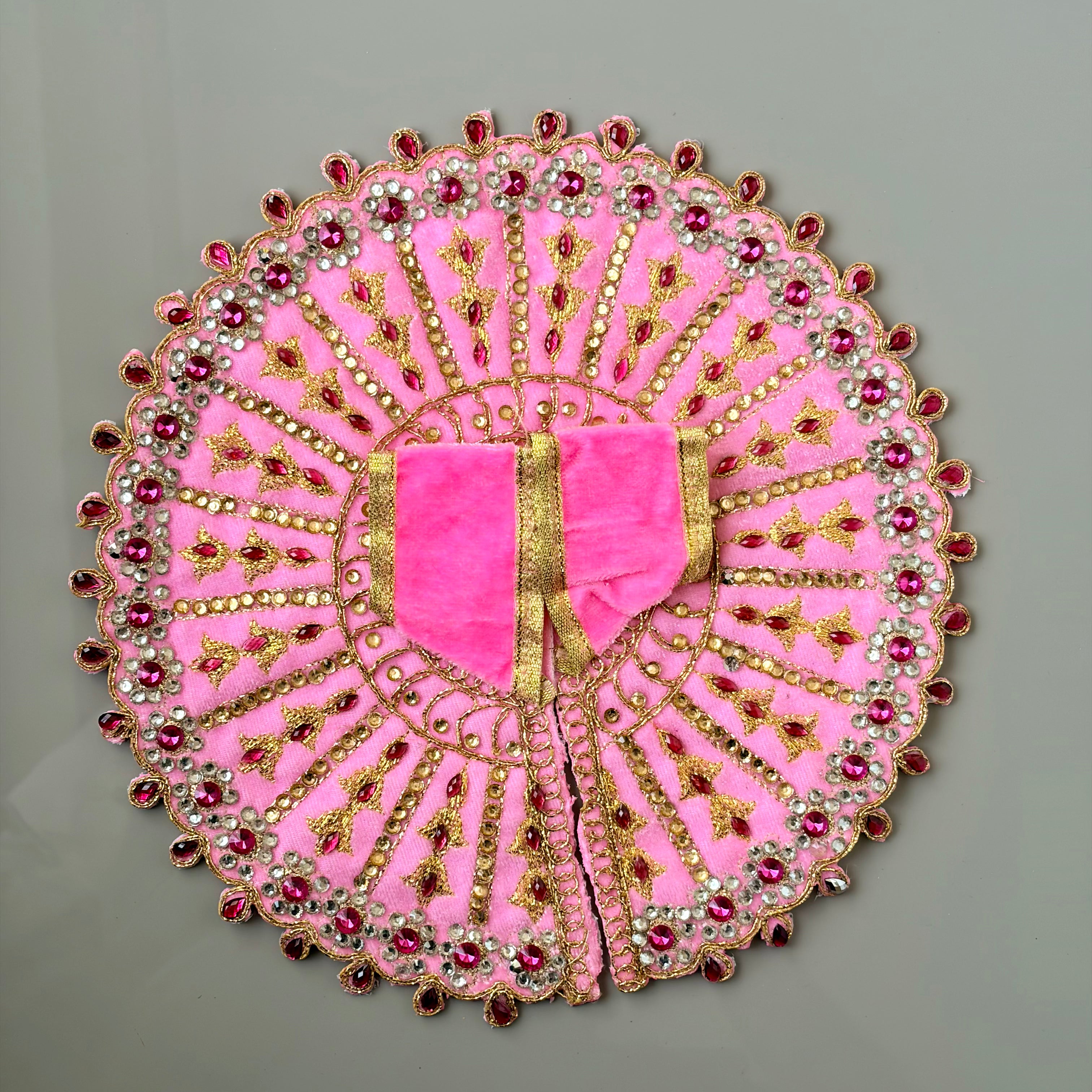Pink Laddu Gopal dress in premium fabric with decorative embellishments