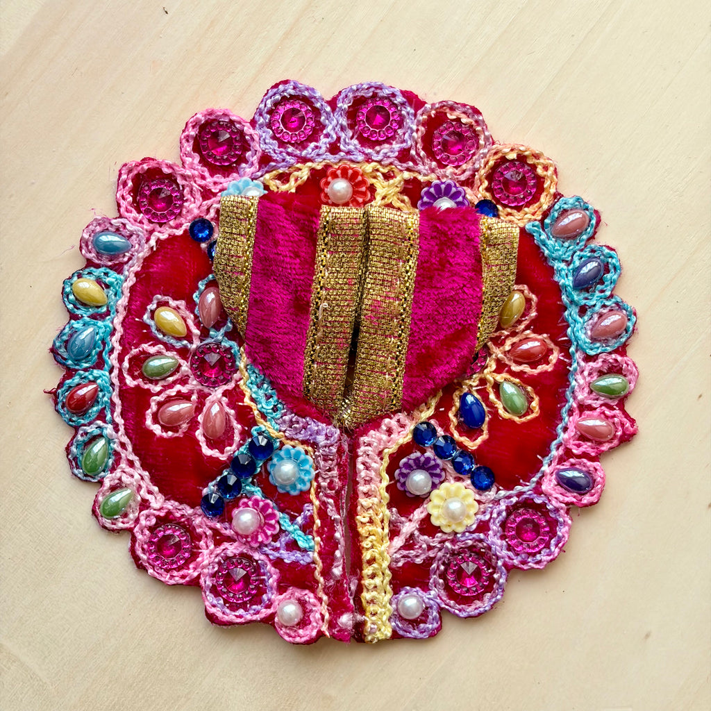 Pink Laddu Gopal dress with embroidery and decorative stones