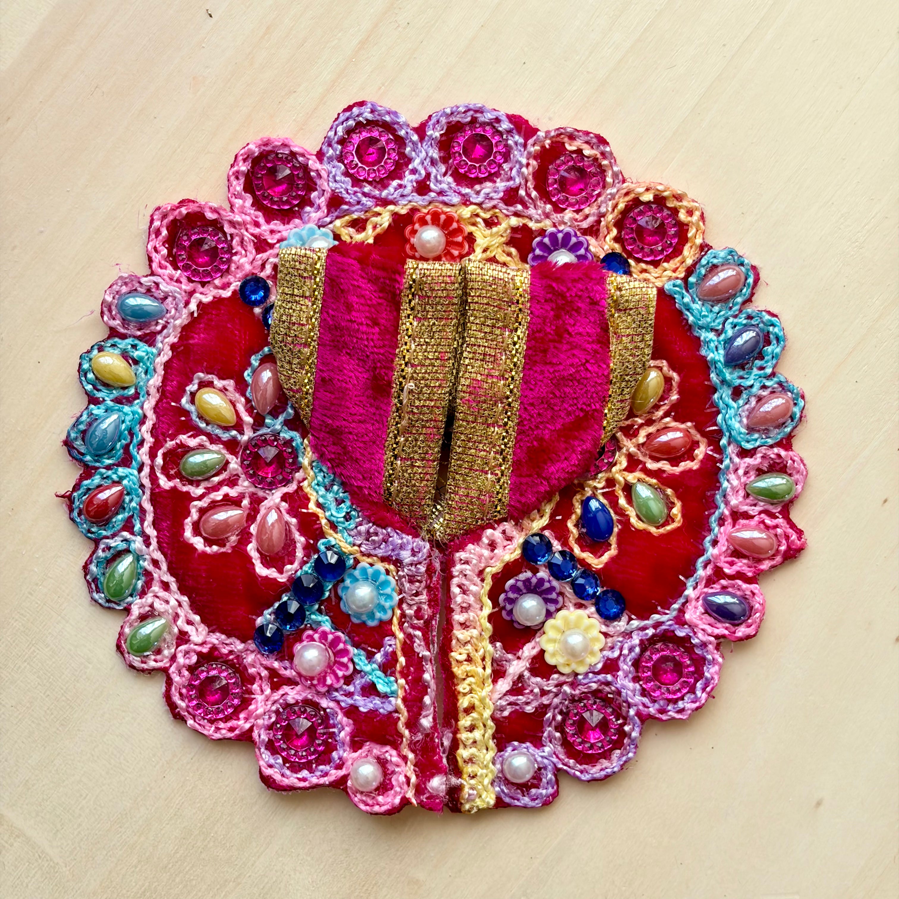 Pink Laddu Gopal dress with embroidery and decorative stones