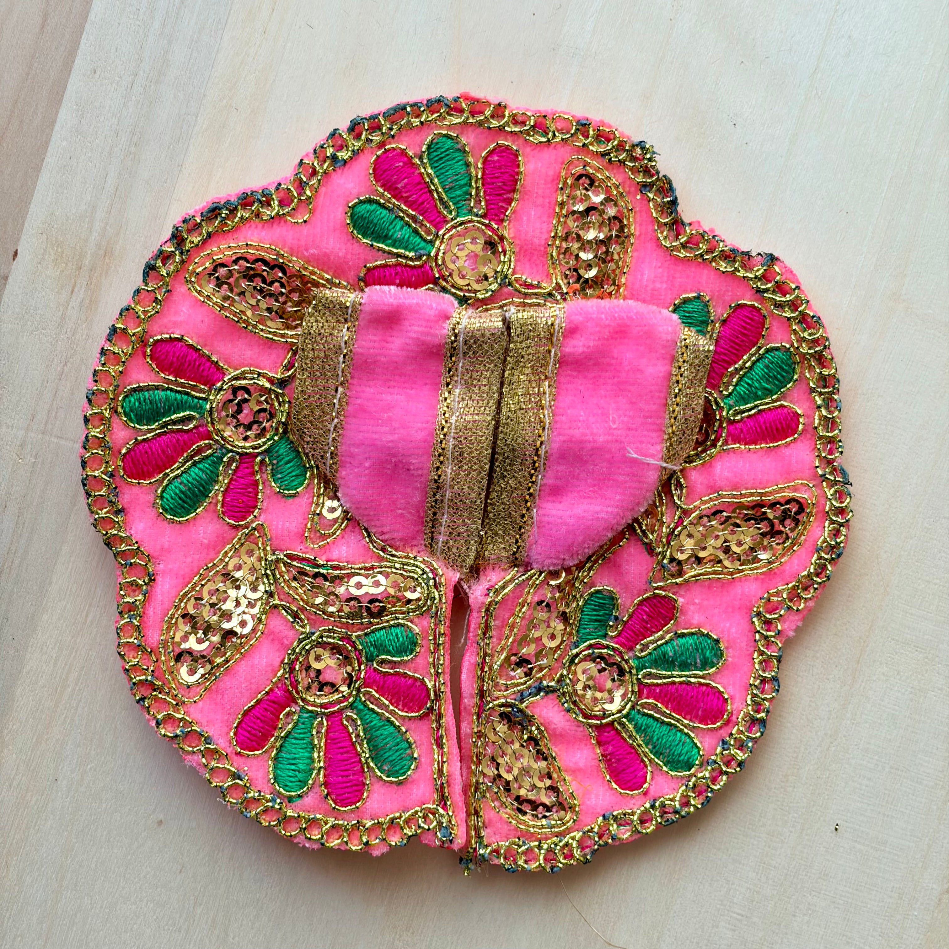 Pink velvet and embroidery Laddu Gopal dress