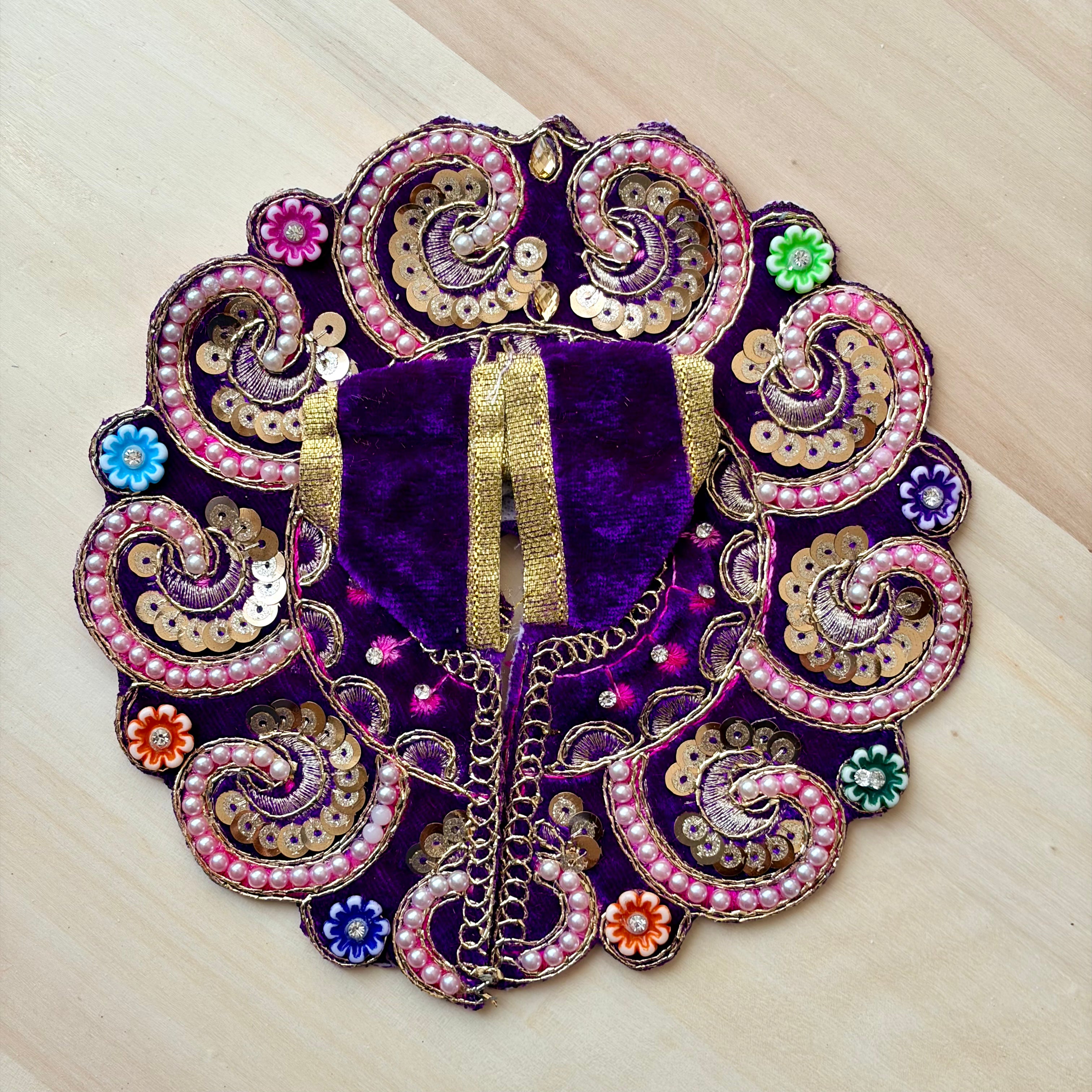 Purple Laddu Gopal dress with flowers  