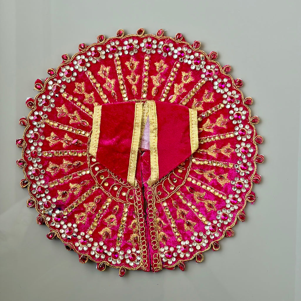 Red Laddu Gopal dress in premium fabric with decorative embellishments