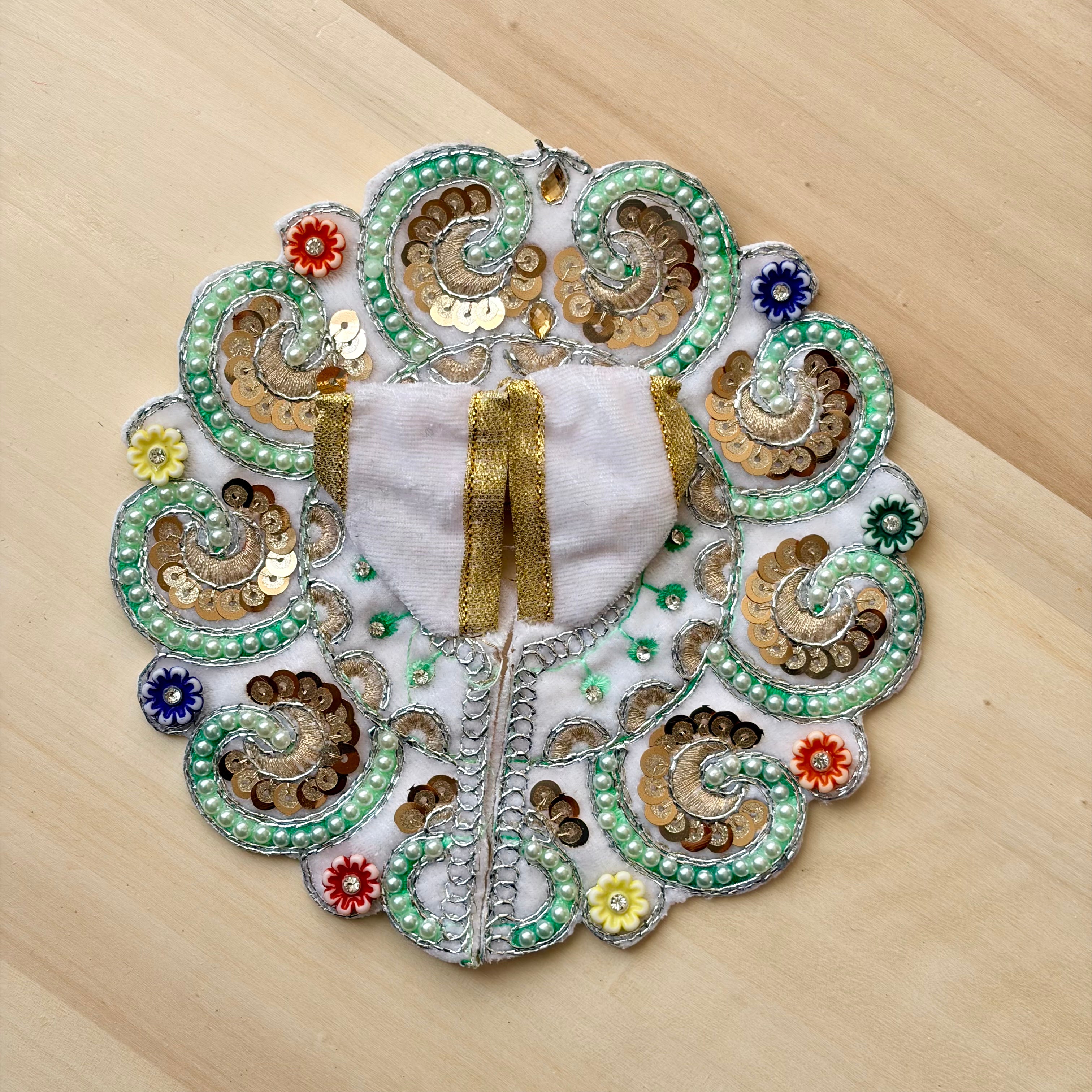 White velvet Laddu Gopal dress with flowers 