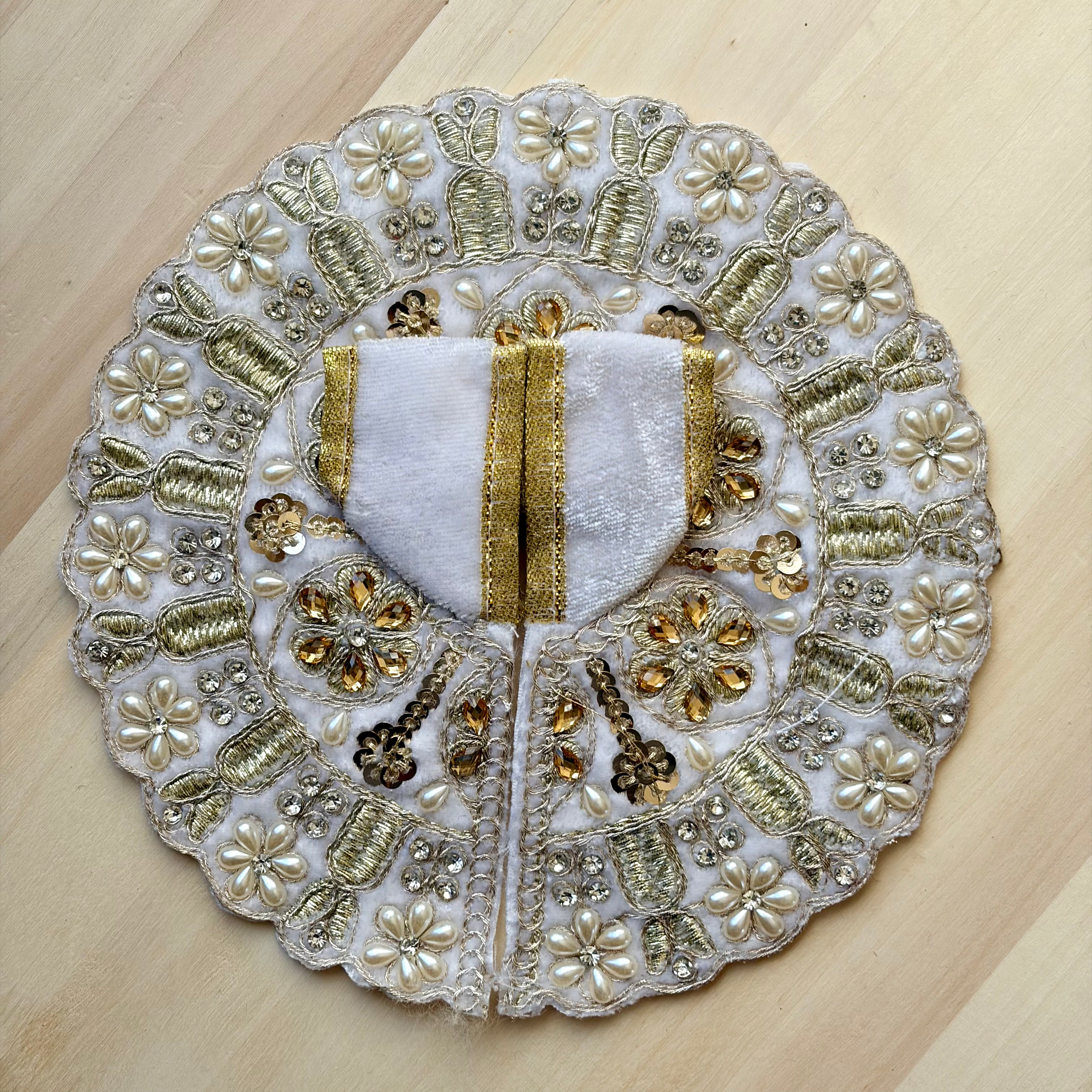 Red velvet with pearl work Laddu Gopal dress 