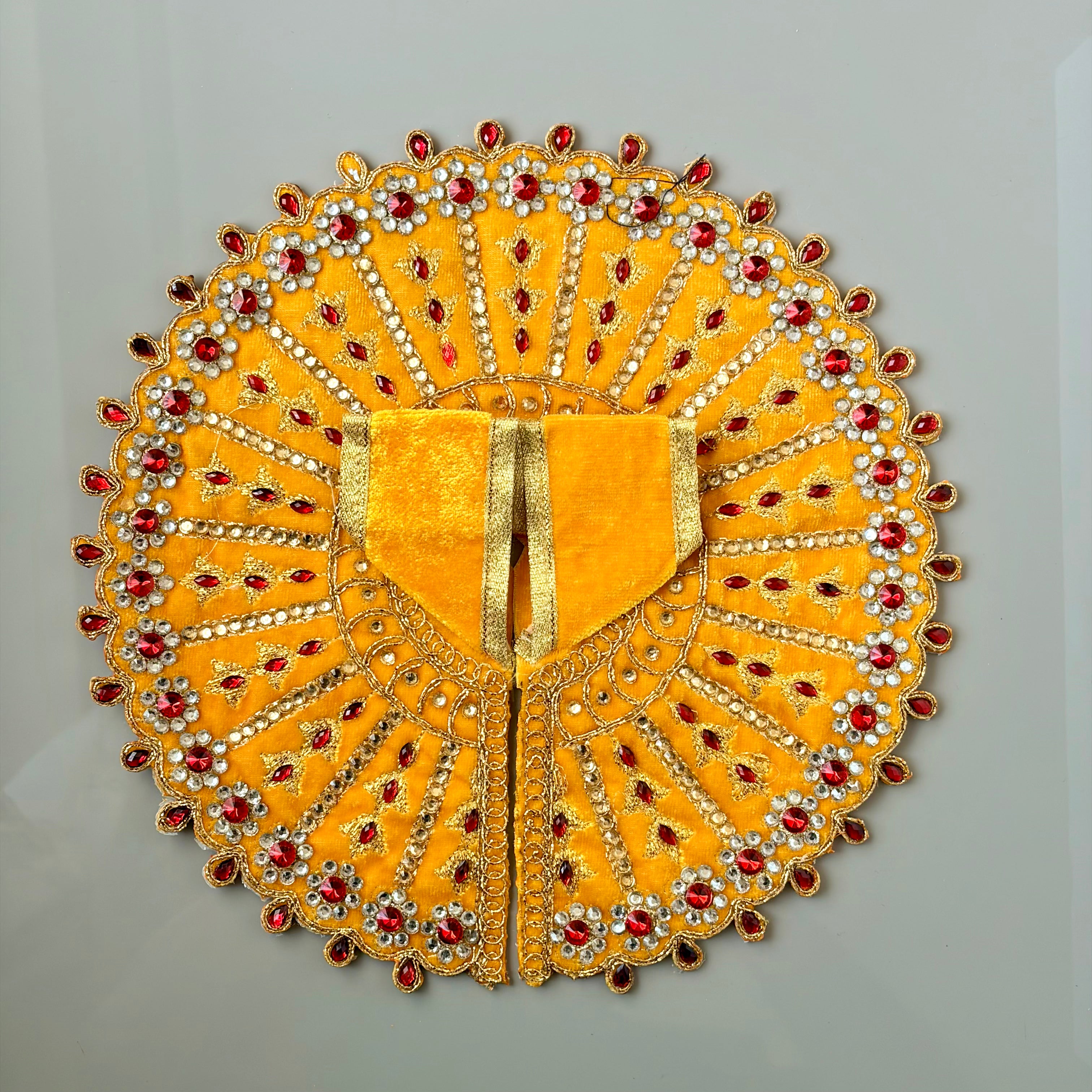 Yellow Laddu Gopal dress in premium fabric with decorative embellishments