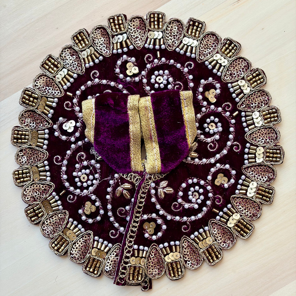 Maroon Laddu Gopal dress for festive shringar in premium fabric with decorative detailing