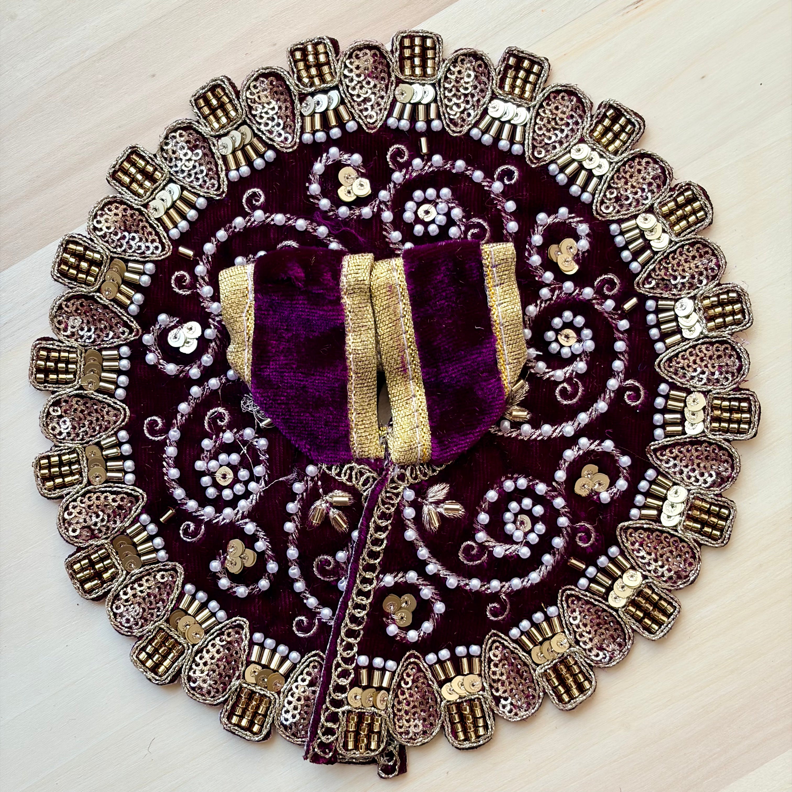 Maroon Laddu Gopal dress for festive shringar in premium fabric with decorative detailing